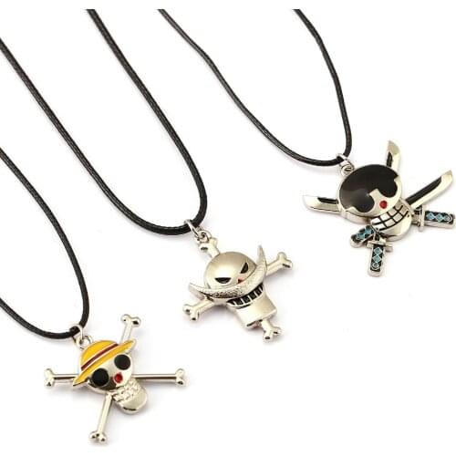 10/pcs ONE PIECE Choker Necklace Roronoa Zoro Edward Luffy Pendant Men Women Gift Anime Jewelry Accessories YS11526