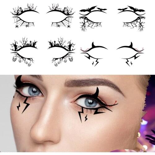 1 Sheet Black Halloween Eye Shadow Eyeliner Long Lasting Cosmetic Stickers for Party Masquerade Makeup Decoration