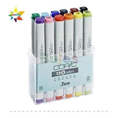Copic 1 Classis 12 color Alcohol oil marker soft head Square penholder animation product design construction art supplies