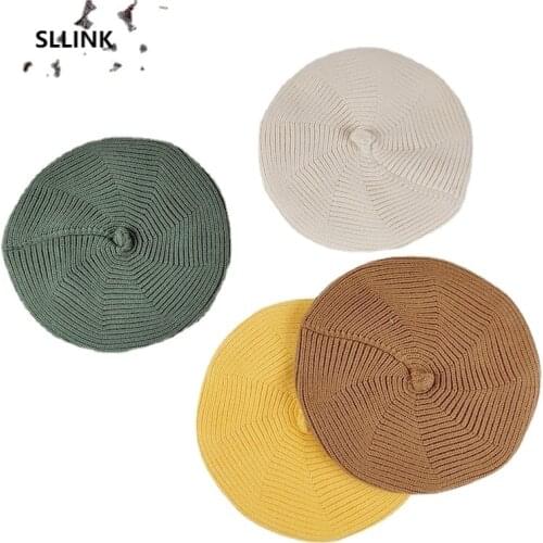 Ins childrens wool hat knitted pumpkin hat childrens Beret Princess Hat cute baby painter hat tide