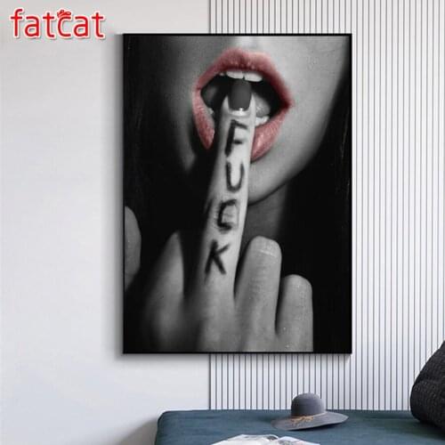 FATCAT Sexy lips girl 5d diy diamond painting full square round drill diamond embroidery kits home decoration AE2882