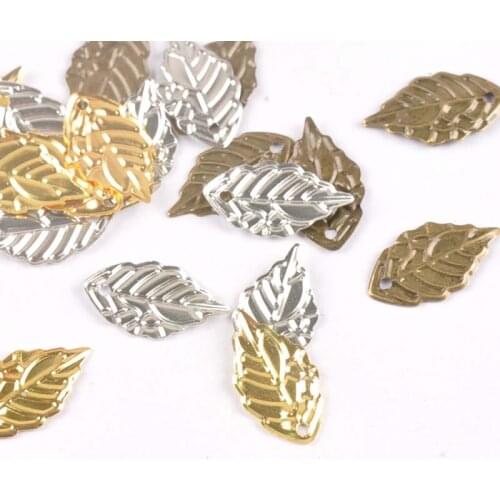 50Pcs Leaves Filigree Wraps Connectors Metal Crafts Connector For Jewelry Making DIY Accessories Charm Pendant 18x10mm YKL0753