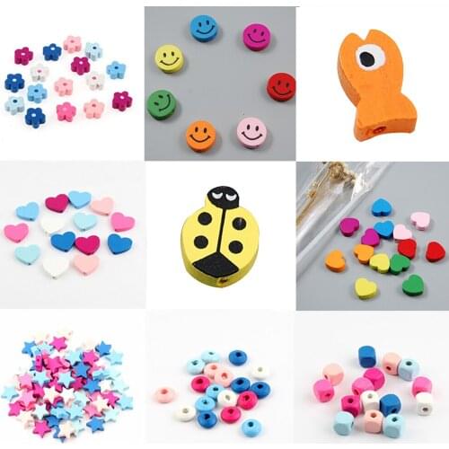 HOT Colorful Multicolor Various Shape Wooden Loose Lacing Spacer Beads DIY making Jewelry DIY Accessory