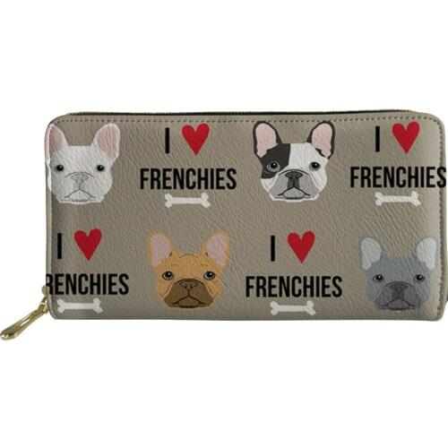 HaoYun Womens PU Leather Long Wallets French Bulldog Pattern Girls Money Bags Cartoon Chihuahua Design Ladies Coin Pounch Bags