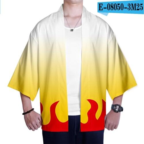 Fashion Ghost Blade 3D Kimono Pop Japanese Style Kimono Casual Cropped Sleeve Cardigan Autumn Summer Demon Slayer Top