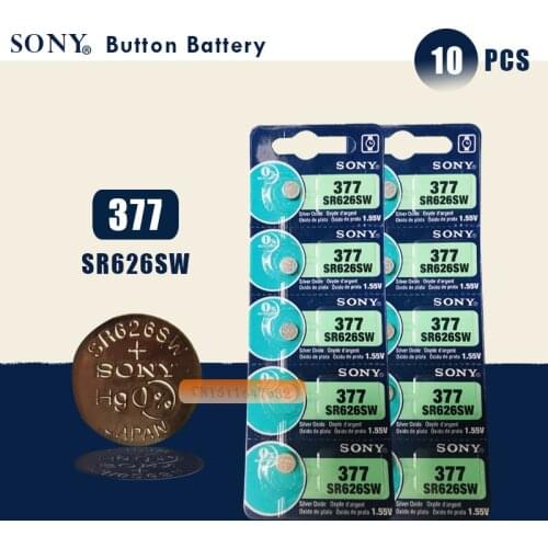 10pcs NEW SONY 100% Original 377 SR626SW 626 SR626 V377 AG4 Watch Battery Button Coin Cell MADE IN JAPAN