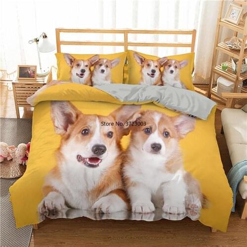 3D Cute Dog Pattern Bedding Set 3D Childrens Bedroom Animal Decoration Bedding King Queen Size Home Textile Bedding