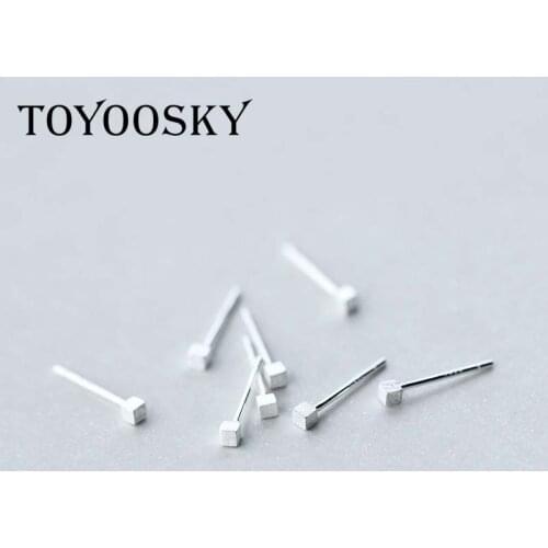 925 Pure Brushed Silver 2mm*2mm Mini Square Stud Earrings for Men Women Hypoallergenic Jewelry Comfortable Wholesale