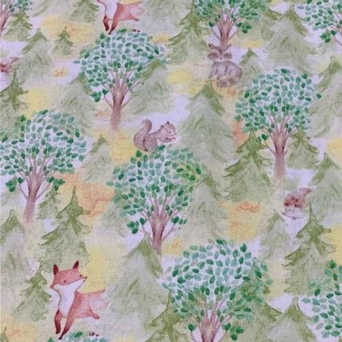 Forest fox Hedgehog 100% Cotton Fabric for DIY clothes, bibs, coated, bed sheets Cotton Cloth Home Decro Tablecloth curtains