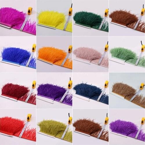 Hot 5 meters 10-15CM Top high quality real colored ostrich feather trims for skirt/dress/costume feathers ribbon plumes trimming