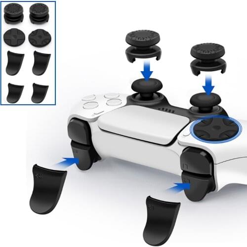 Joystick Caps Set for Playstation 5 PS5 Controller Game Accessories Kit with 2 Thumb Grip 4 Trigger Extenders 2 D-Pad Buttons