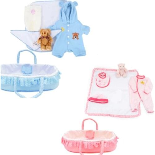 Reborn Baby Doll Clothes 16-18 Inches Doll Outfit Pink Long Sleeve Baby Girl Doll Onesie Bodysuit Romper Clothing Set