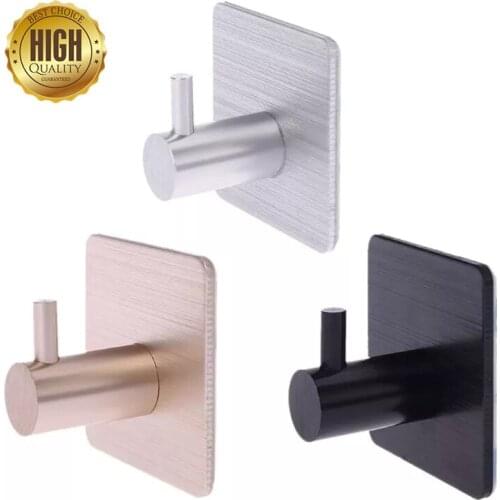 Durable Aluminum Door Hook Self Adhesive Home Wall Door Hook Clothes Hange Bags Key Rack Kitchen Towel Hanger Hook Supplies