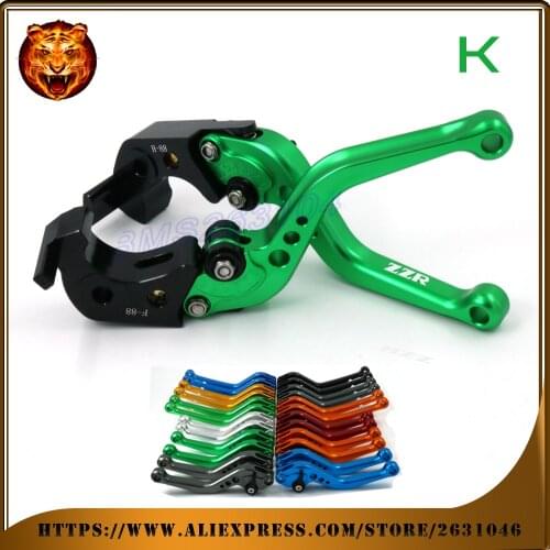 Adjustable Brake Clutch Levers For KAWASAKI ZZR1400 ZX1400 ZZR-1400 06 15 RED GREEN BLACK FREE SHIPPING WITH LOGO Motorcycle