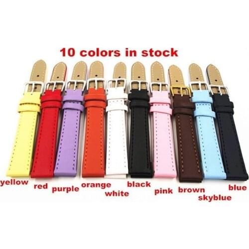 Wholesale 50PCS / lot 16MM PU with genuine leather Watch band watch strap 10 colors -3198