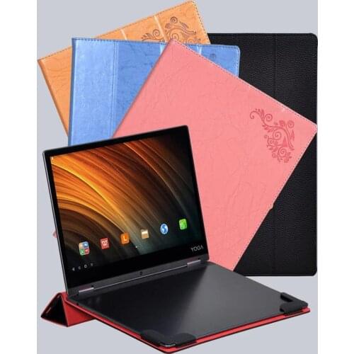 Luxury Print Flower PU Leather Case Cover for Lenovo Yoga A12 12.2 inch Tablet + Stylus Pen Protection Case