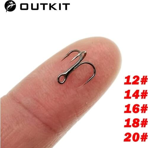 OUTKIT High Quality 5pcs/box 2xStrengthen Micro Small Origin Steel Alloy Sharp Lure Treble Hook 12-20# Fishing Tackle with Box