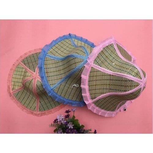 2019 new summer shade breathable straw hat six folded hand straw hat knit hat fishing sunscreen fan hat