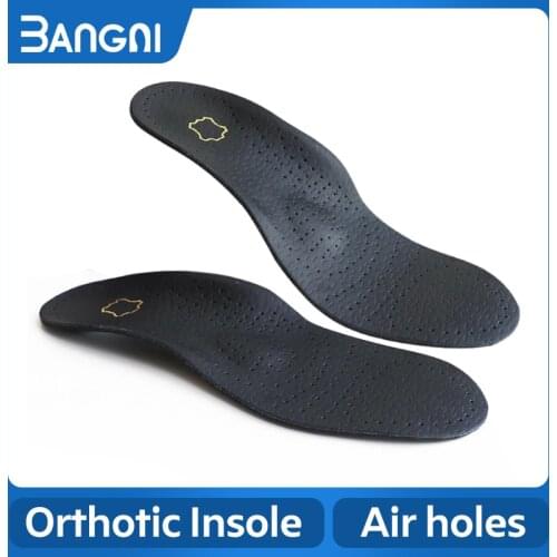 3ANGNI Leather IInsoles For Shoes Gel Arch Support Insole For Flat Foot Orthotic Shoe Pad Insert Breathable Absorb Sweat
