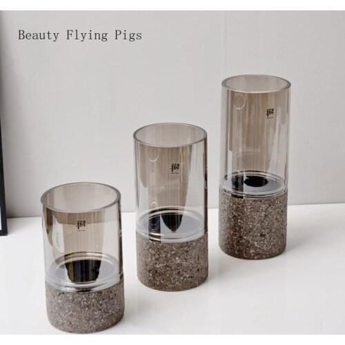 Light Luxury Transparent Vases Glass Hydroponic Plant Vase Home Living Room Office Desktop Vase Terrarium Decor Ornaments