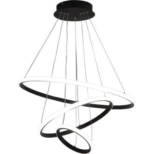 Pendant lamp Led 3/4/5 Rings Circle Ceiling Hanging Chandelier Black Loft Living Dining Room Kitchen Lighting Fixture