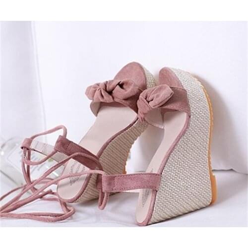 2021 Summer Women Sandals Shoes Wedges High Heels Peep Toe Platform Sandals Straw Shoes Rome Sandals Sexy Female Sandalias Mujer