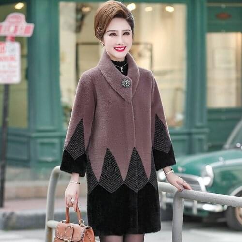 Winter Jacket High Quality Thick Imitation Mink Cashmere Coat Noble Middle-aged Mother Knit Cardigan Sweater Jacket Women X526