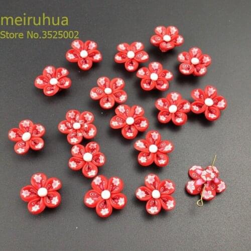 10pcs/lot 20mm red Handmade Soft Polymer Clay Daisyr for DIY necklace bracelet hair ornament Jewelry Making ring set