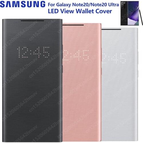 100% Original Samsung Galaxy Note20 Ultra 5G LED Wallet Cover EF-NN985PSEGUS Clamshell LED Smart Sleep Case Protective Case