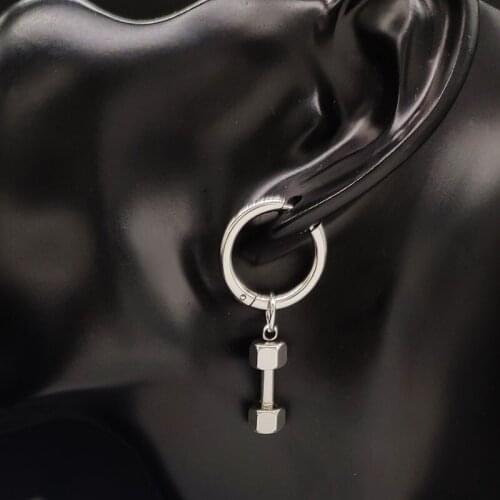 2021 Fashion Barbell Stainless Steel Earings Circle for Women Silver Color Earings Jewelry aros acero inoxidable E612866S03