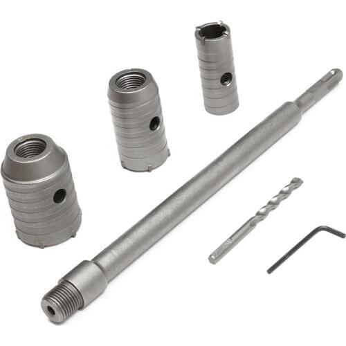 3Pcs 30/40/50Mm Sds Plus Shank Hole Saw Cutter Concrete Cement Stone Wall Drill Bit With Wrench