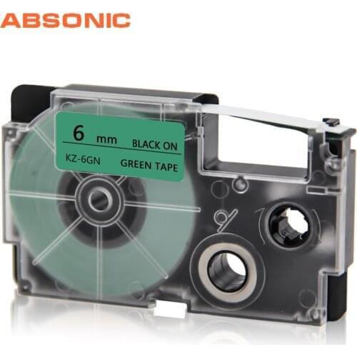 Absonic Label Tape XR-6GN Compatible for Casio KL-120 KL-60 KL-100 KL-750 KL-780 KL-820 KL-7000 KL-7200 KL-8100 KL-P1000 Printer