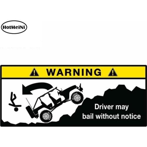 HotMeiNi 13cm x 5.5cm Car Stickers Warning Bail Vinyl Decal Sticker Wrangler Cherokee Renegade Funny Offroad Graphic