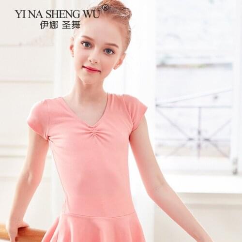 Ballet Dress Long/Short Sleeve Ballet Leotard Girls Cotton Back Bow-knot Children Practice Clothing Skirt Leotard Party Costumes