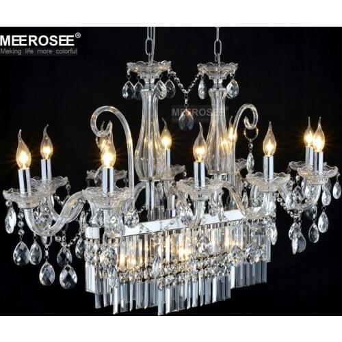 Large Crystal Chandelier Rectangle Elegant Hanging Lustre Clear Crystal Suspension Lamp for Living room Dining room HotelProject