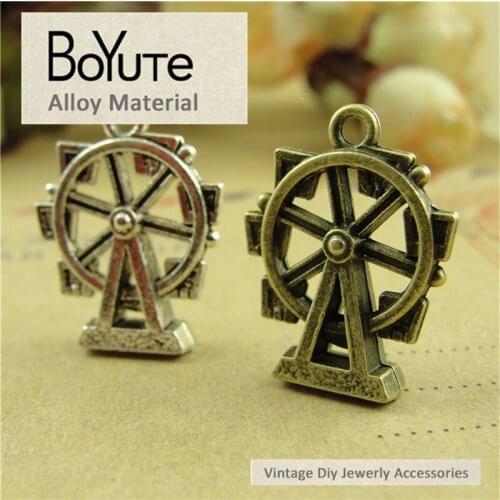 BoYuTe (50 Pieces/Lot) 17*22MM Antique Bronze Silver Plated Zinc Alloy Windmill Charms for Jewelry Making Diy Necklace Bracelets