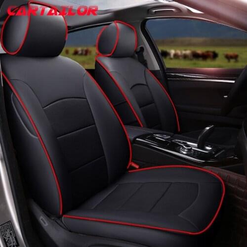CARTAILOR Car Seat Covers Genuine Leather & Leatherette for Toyota RAV4 2020 Cover Cars Seats Cushion Supports Accessories Set