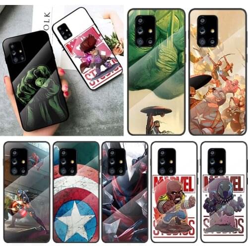 Tempered Glass Cover Marvel Art For Samsung Galaxy A91 A81 A72 A71 A52 A51 A41 A31 A21S A11 A01 Phone Case