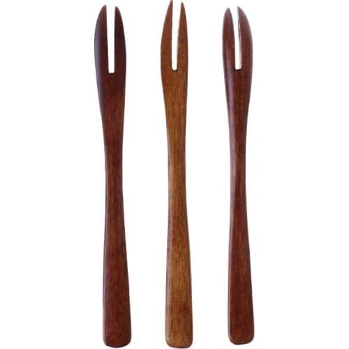 Wooden Dessert Food Fruit Serving Fork Dining Tableware Utensil Tools CutleryRetailsale