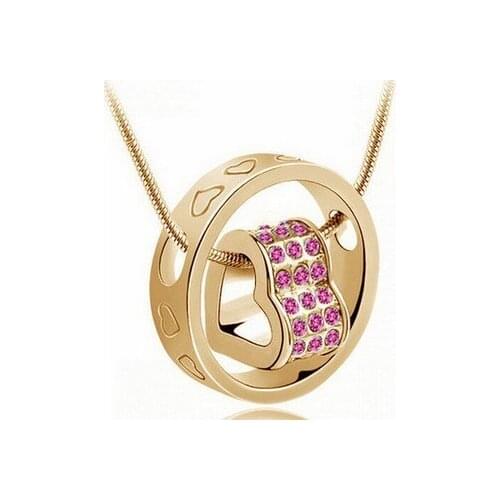 Glamour Princess Collar Pendant Necklace Peach Heart Pendant AAA Zircon Collar Necklace Engagement Jewelry For Girlfriend