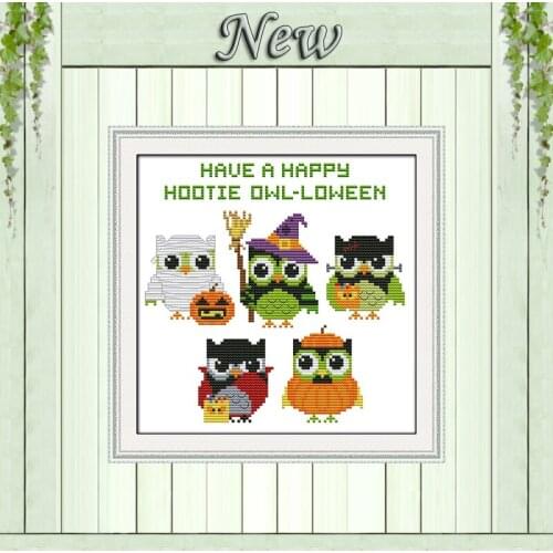 Interesting Halloween owl paintings counted printed on canvas DMC 14CT 11CT Chinese Cross Stitch Needlework Sets Embroidery kits