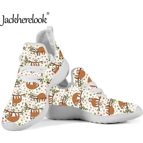 Jackherelook Women Flat Shoes Knit Woman Sneakers Cute Sloth Pattern Casual Female Shoes Soft Mesh Footwear Light Zapatos Mujer