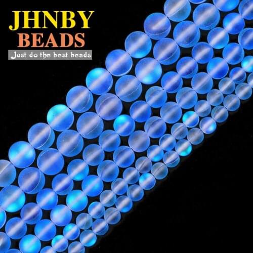 JHNBY Matte Blue Labradorite Natural Shimmer Stone 6/8/10MM Charms Round Loose beads for Jewelry making DIY bracelets necklace