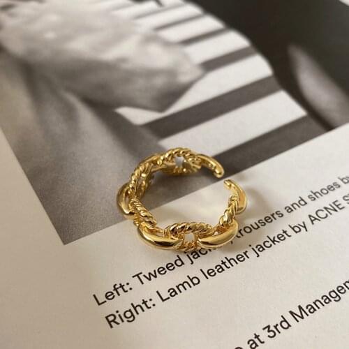 INS style jewelry 925 sterling silver ring personality trendy jewelry fashion handmade line twist ring