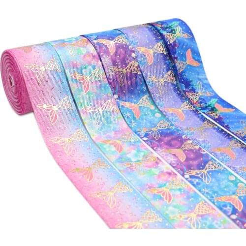 5 Yards 1.5'' 38MM Fish Tail Printed Grosgrain Ribbons For Hair Bows DIY Handmade Materials Y2020111202