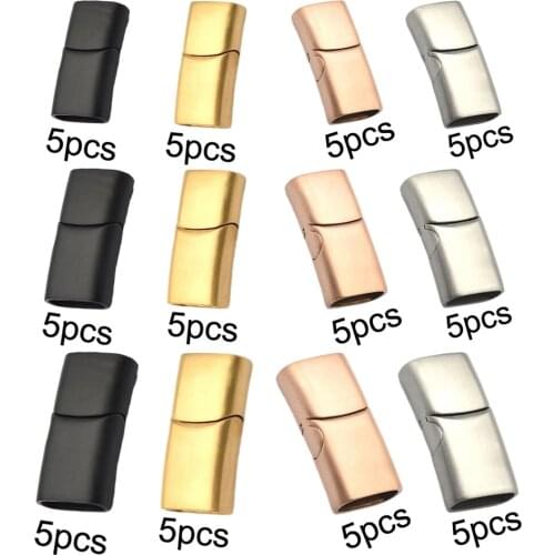 5-Pack Stainless Steel Micro Magnetic Jewelry Making Clasp Buckle Closures Flat Leather Cord DIY