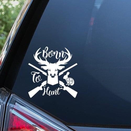 Black/Sliver Antlers And gun Design Car Sticker Hunting Waterproof Removable Car Rear Window S275
