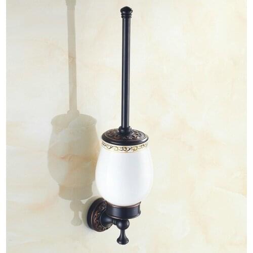 Wall Mounted Black Oil Rubbed Antique Brass Bathroom Toilet Brush Holder Set Bathroom Accessory Single Ceramic Cup mba477