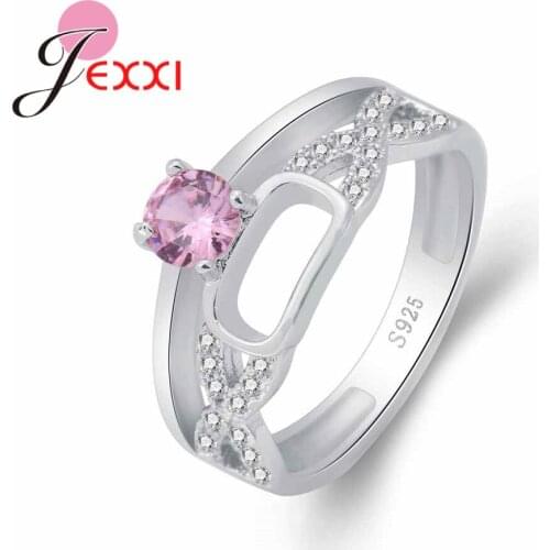 Newest Design Hollow Cross Jewelry Pink Austrian Crystal High Quality Women Girls Holiday Present 925 Sterling Silver