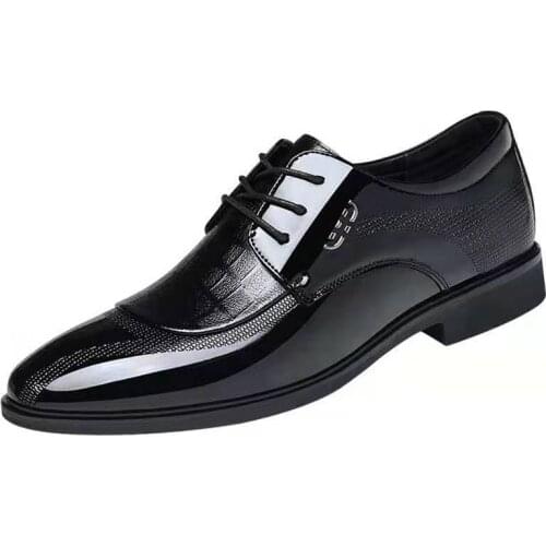 2021 Autumn New British Style Derby Shoes Breathable Pointed Toe Slip-on PU Mens Dress Shoes Fashionable Non-slip for Wedding